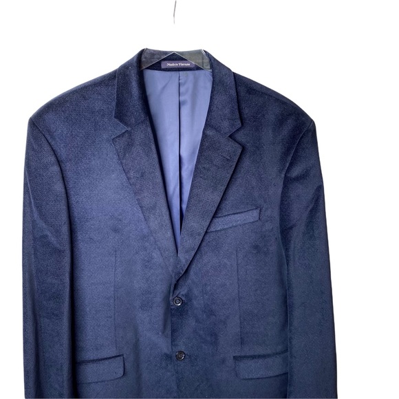 Alan Flusser Blue Textured Diamond Print Sportscoat Jacket Blazer Size 46L - Picture 2 of 9